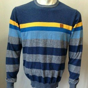 Bench Men's Blue Yellow Striped Long Sleeve Crew N